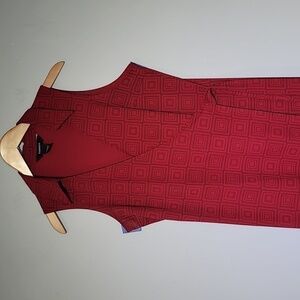 Express Vintage 90's Wrap Around Geometric Shape Collared Red Dress